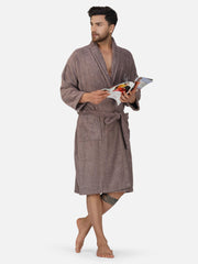 Rangoli Organic Bamboo Bathrobe for Men | Brown