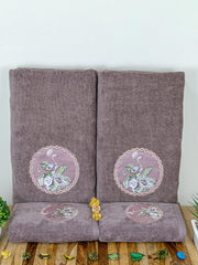 Prima Dream 100% Cotton Towel Set of 4 (Applique Embroidery), 450 GSM