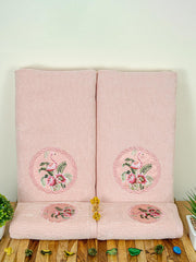 Prima Dream 100% Cotton Towel Set of 4 (Applique Embroidery), 450 GSM