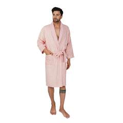 Rangoli Organic Bamboo Bathrobe for Men | Peach