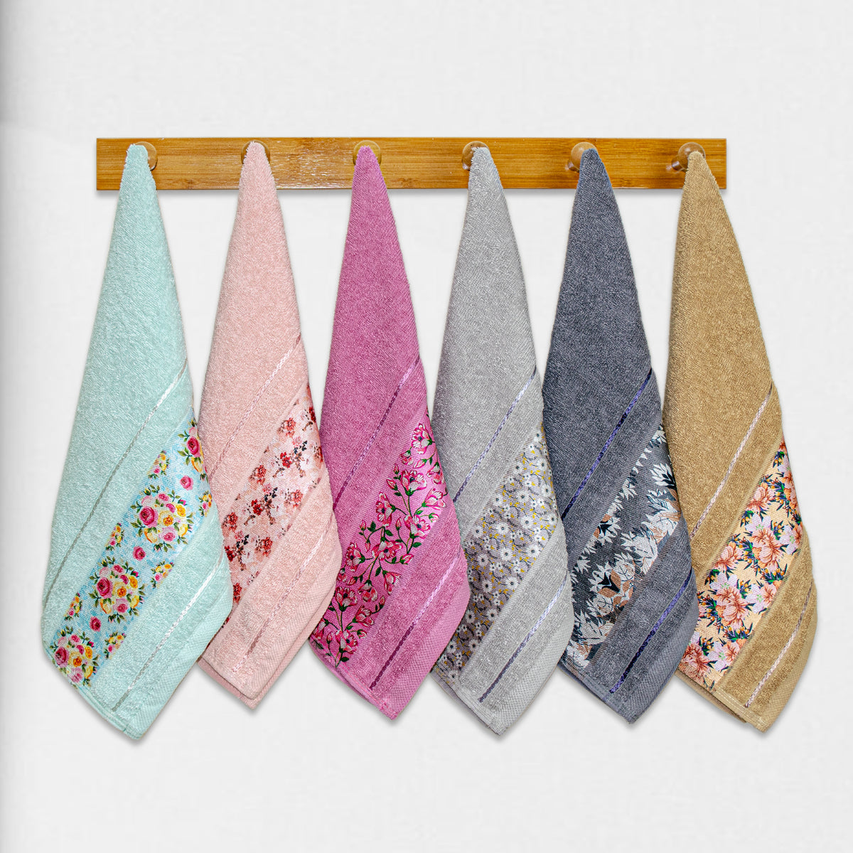 Rangoli Victoria 100% Cotton Hand Towel Set of 6 | Ultra Soft, Super Absorbent Luxurious Towels