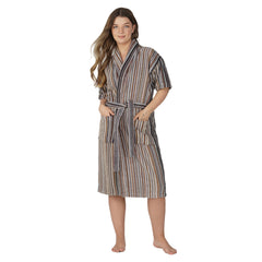 Pinstripe Women 450 GSM Cotton Bathrobe