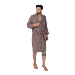 Rangoli Organic Bamboo Bathrobe for Men | Brown