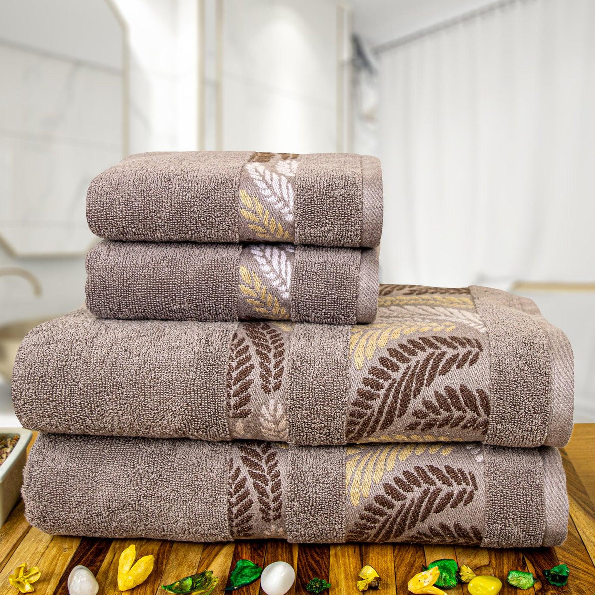 Rangoli Morgan 470 GSM 100% Cotton Towel Set of 4 (2 Bath & 2 Hand )