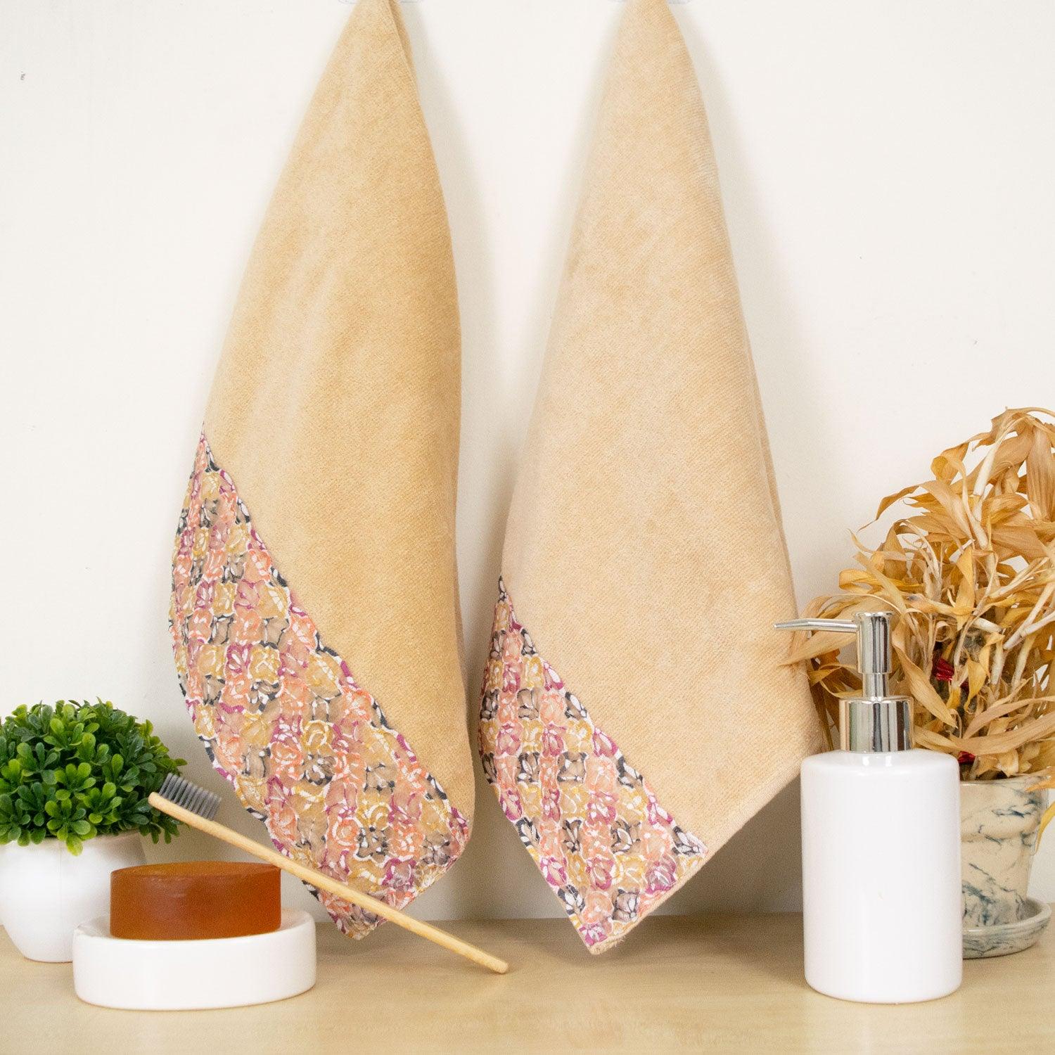 Prima Lace 100% Cotton Hand Towel Set of 2 | Ultra Soft, Highly Absorbent Luxurious Towels - Rangoli