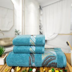 Rangoli Morgan 470 GSM 100% Cotton Towel Set of 3 (1 Bath & 2 Hand )