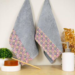 Prima Lace 100% Cotton Hand Towel Set of 2 | Ultra Soft, Highly Absorbent Luxurious Towels - Rangoli