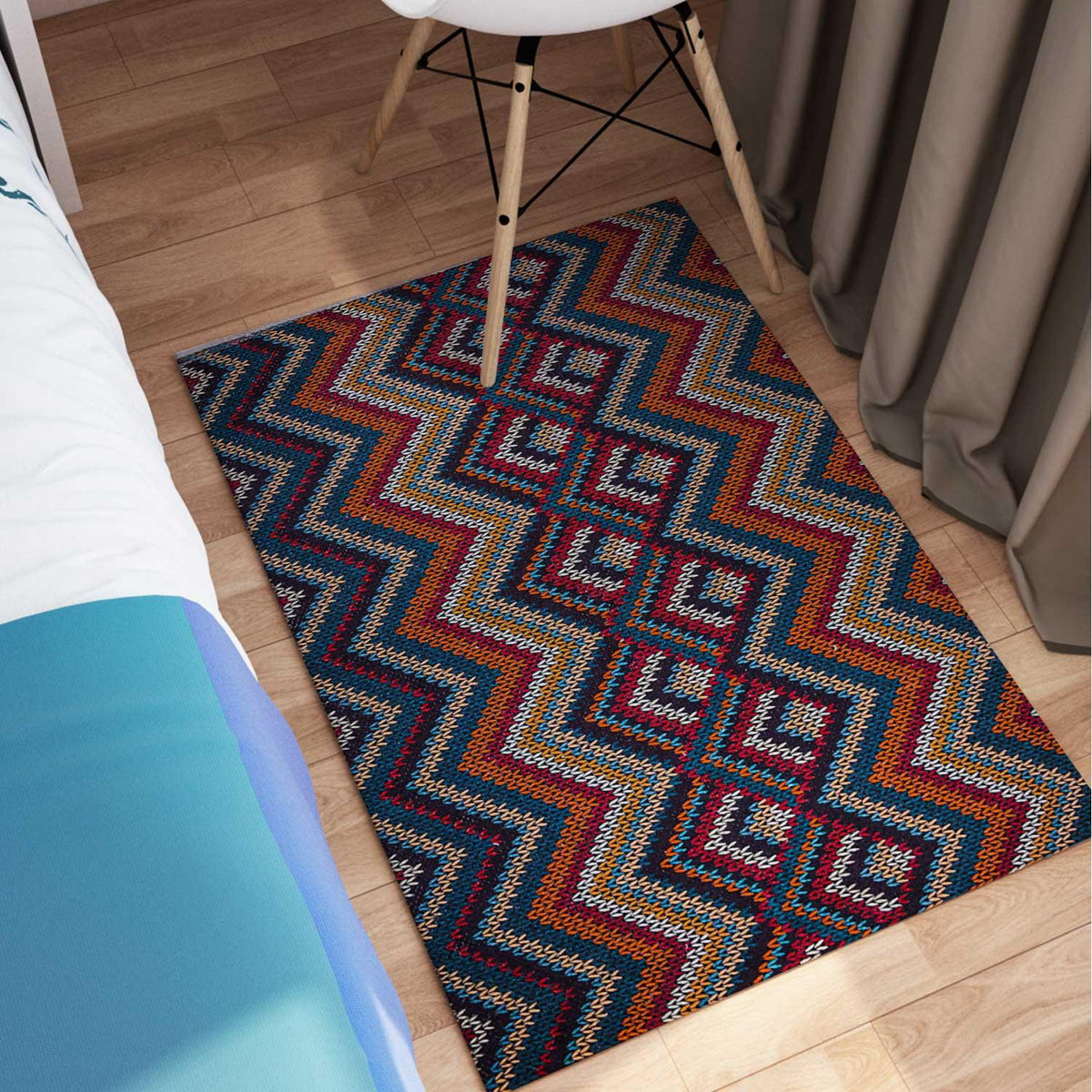 Rangoli Beautiful Chevron Design Anti Skid Carpet - Rangoli