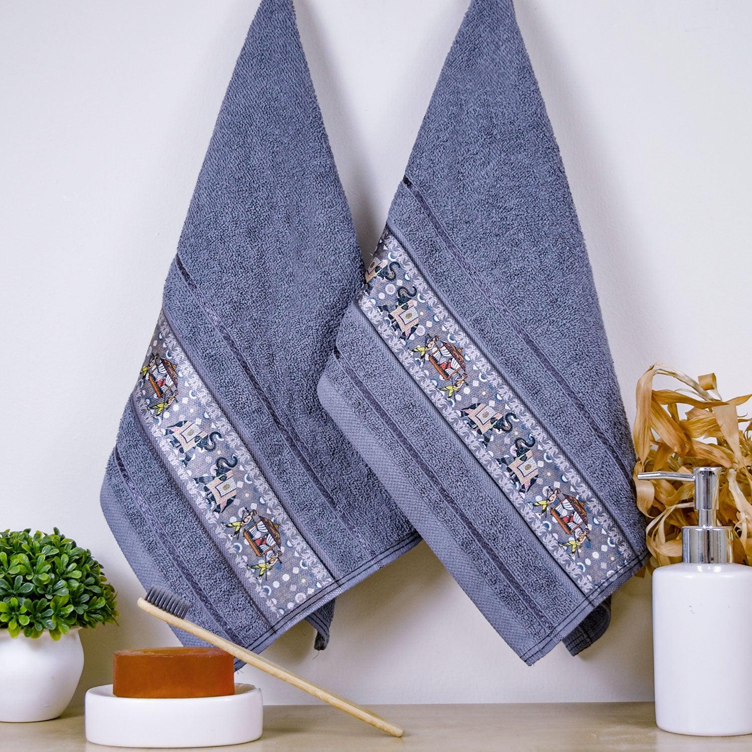Royal Designed Rajvanshi 440 GSM Cotton Set of 2 Hand Towels - Rangoli