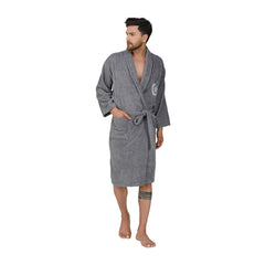 Rangoli Organic Bamboo Bathrobe for Men | Dark Grey