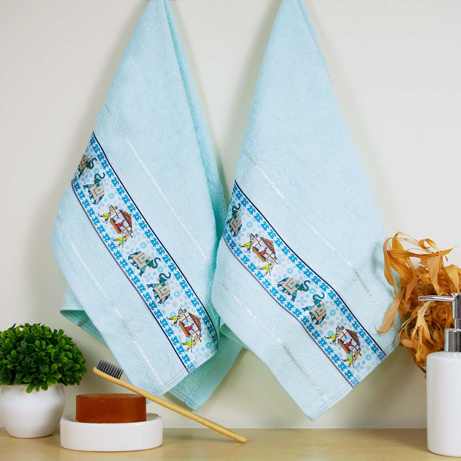 Royal Designed Rajvanshi 440 GSM Cotton Set of 2 Hand Towels - Rangoli