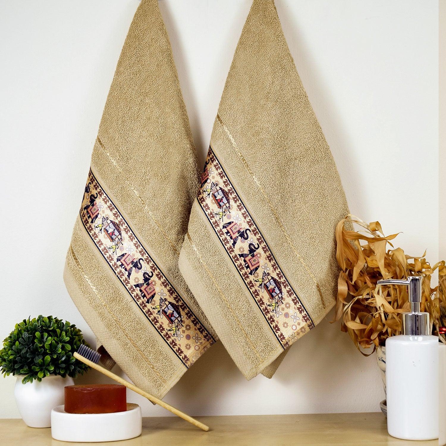 Royal Designed Rajvanshi 440 GSM Cotton Set of 2 Hand Towels - Rangoli