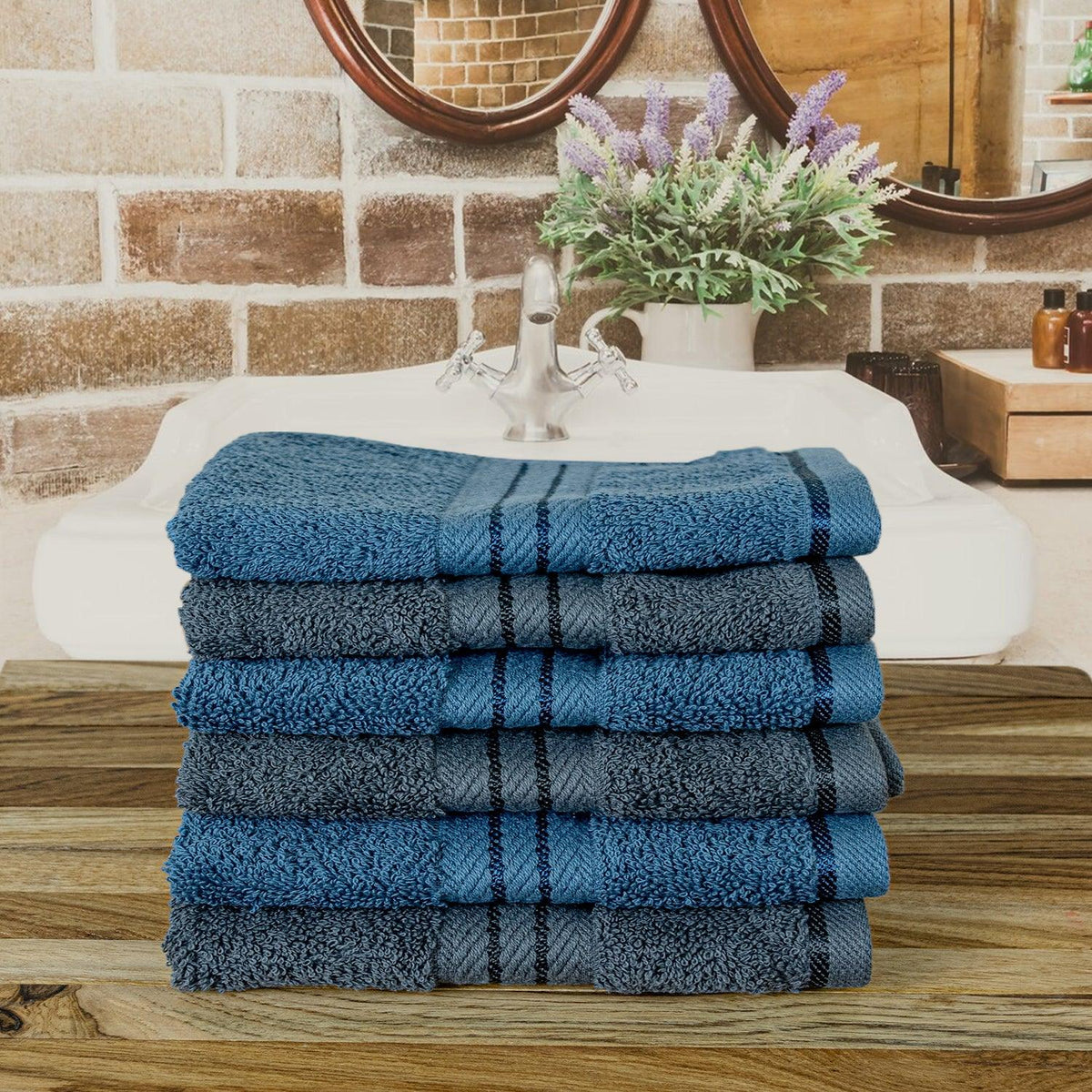 Rangoli Venetion 100% Cotton Face Towel |  Set of 6, 600 GSM