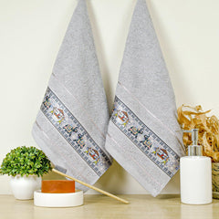 Royal Designed Rajvanshi 440 GSM Cotton Set of 2 Hand Towels - Rangoli