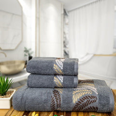 Rangoli Morgan 470 GSM 100% Cotton Towel Set of 3 (1 Bath & 2 Hand )