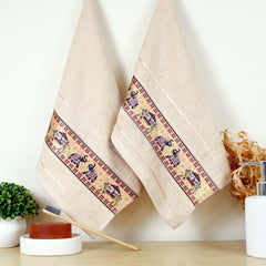 Royal Designed Rajvanshi 440 GSM Cotton Set of 2 Hand Towels - Rangoli