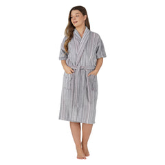 Pinstripe Women 450 GSM Cotton Bathrobe