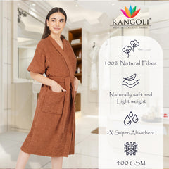 Rangoli Noble Cotton Adult Bathrobe for Women 400 GSM