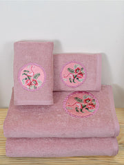 Prima Dream 100% Cotton Towel Set of 4 (Applique Embroidery), 450 GSM