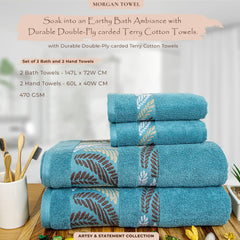 Rangoli Morgan 470 GSM 100% Cotton Towel Set of 4 (2 Bath & 2 Hand )