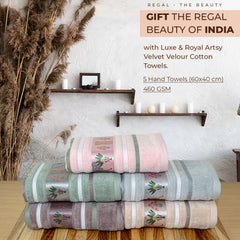 Regal 460 GSM Hand Towel Set Of 5 | Ultra Soft & Highly Absorbent Towels