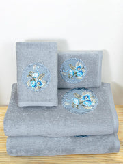 Prima Dream 100% Cotton Towel Set of 4 (Applique Embroidery), 450 GSM