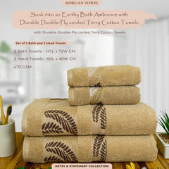 Rangoli Morgan 470 GSM 100% Cotton Towel Set of 4 (2 Bath & 2 Hand )