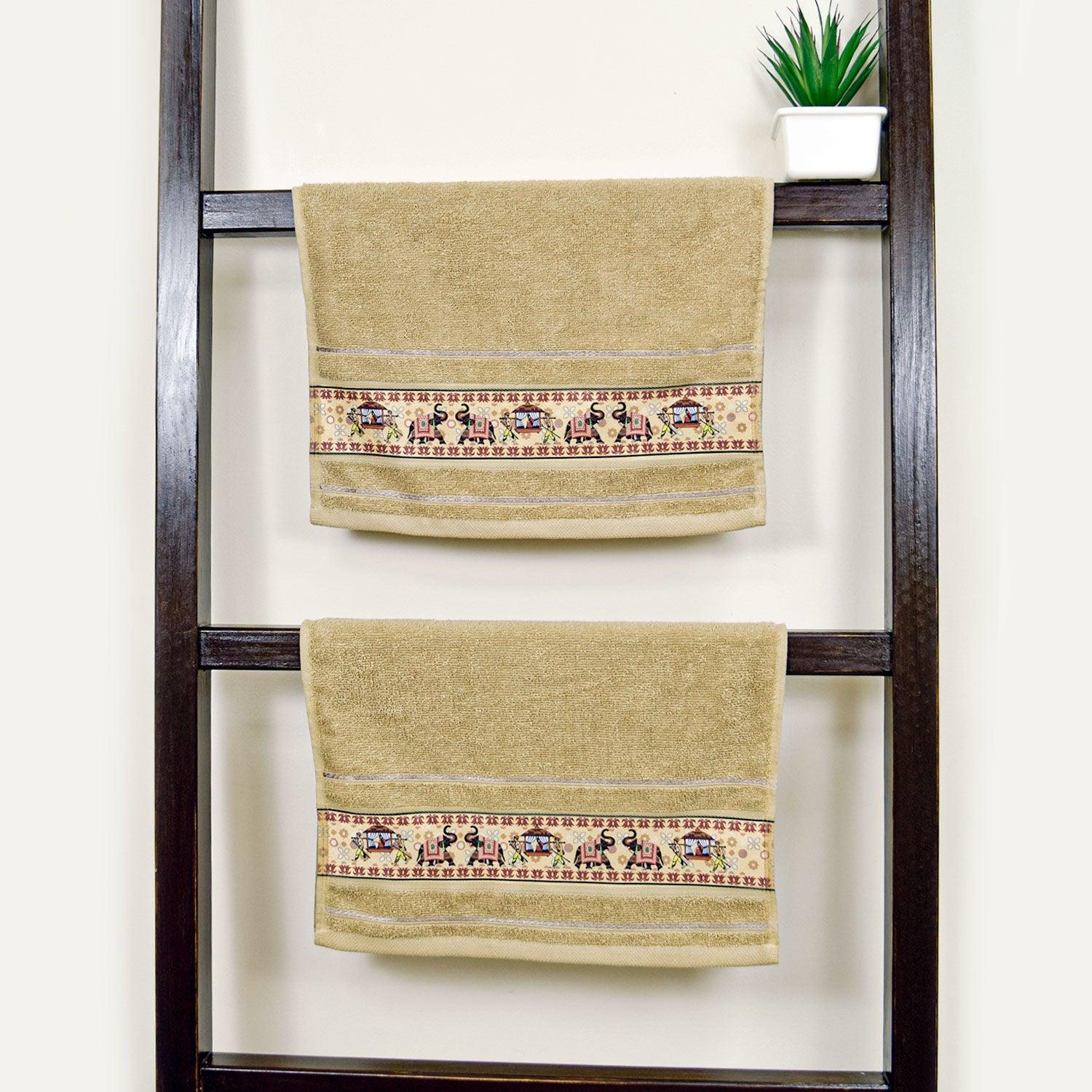 Royal Designed Rajvanshi 440 GSM Cotton Set of 2 Hand Towels - Rangoli