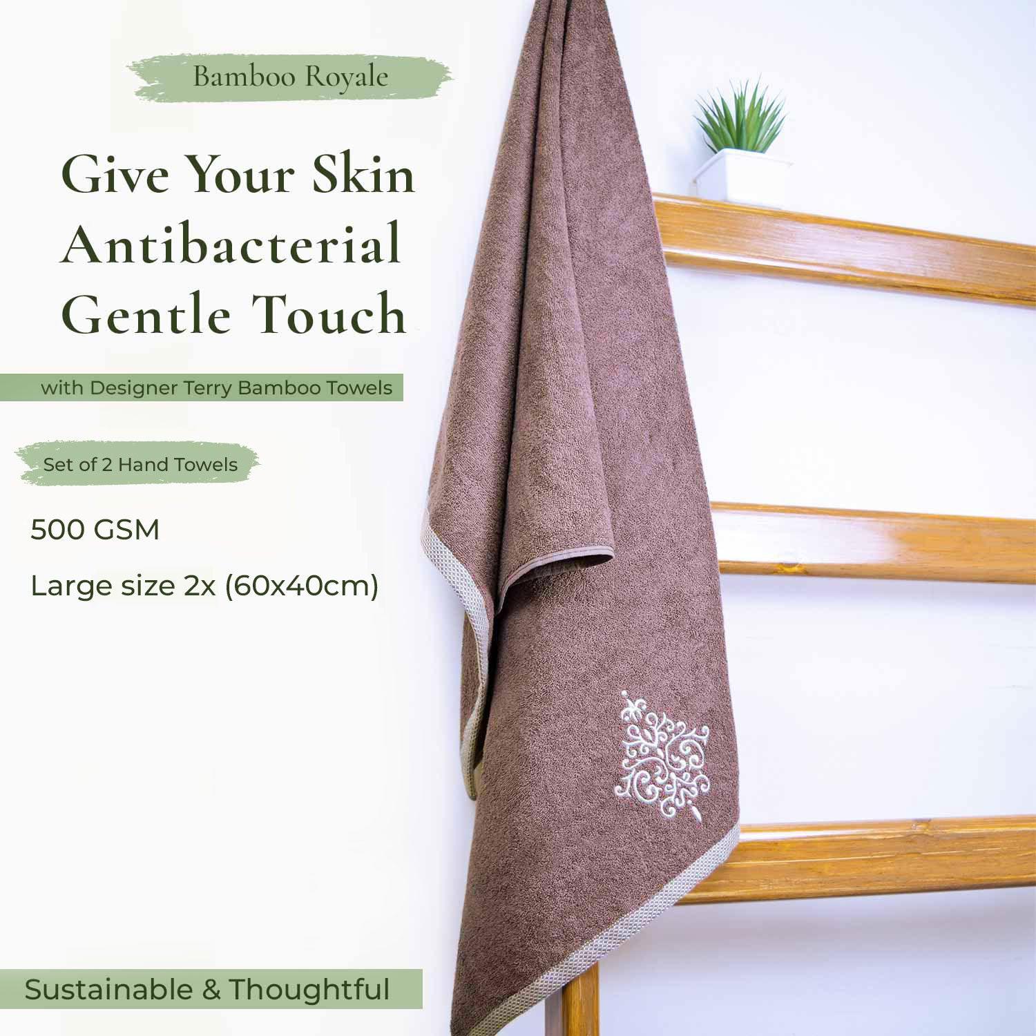 Royal Bamboo 500 GSM Hand Towels | 100% Bamboo, Ultra Soft, Highly Absorbent Eco-Friendly Towels - Rangoli