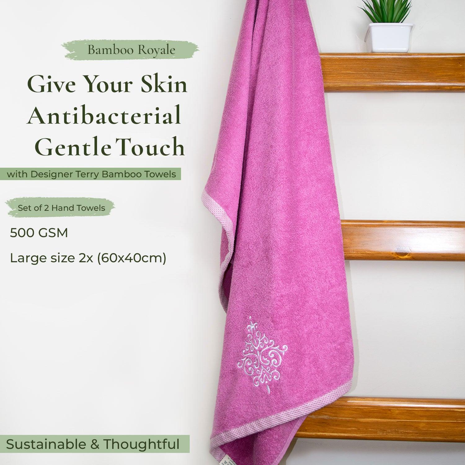 Royal Bamboo 500 GSM Hand Towels | 100% Bamboo, Ultra Soft, Highly Absorbent Eco-Friendly Towels - Rangoli