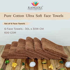 Rangoli Venetion 100% Cotton Face Towel |  Set of 6, 600 GSM