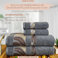 Rangoli Morgan 470 GSM 100% Cotton Towel Set of 4 (2 Bath & 2 Hand )