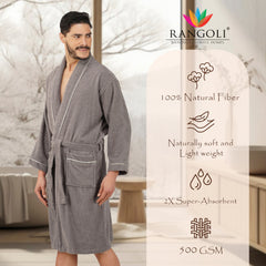 Rangoli Sunshine 500 GSM Cotton Bathrobe For Men