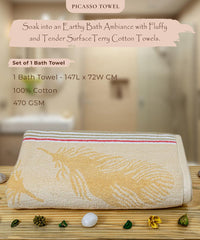 Picasso 100% Cotton Bath Towel Set of 1, 470 GSM (147L X 72W)