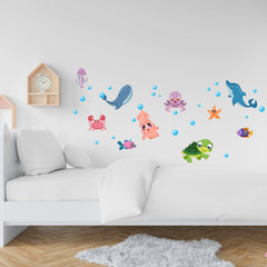Cute Aquarium Animals Wall Sticker (150 x 60 cm) - Rangoli