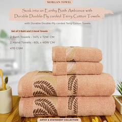 Rangoli Morgan 470 GSM 100% Cotton Towel Set of 4 (2 Bath & 2 Hand )