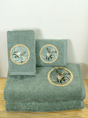 Prima Dream 100% Cotton Towel Set of 4 (Applique Embroidery), 450 GSM