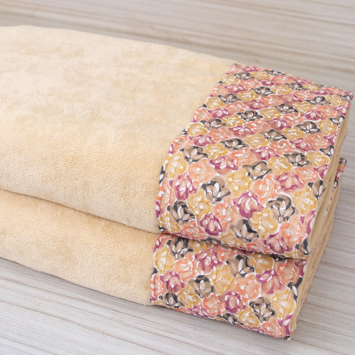 Prima Lace 100% Cotton Hand Towel Set of 2 | Ultra Soft, Highly Absorbent Luxurious Towels - Rangoli