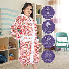 Rangoli Kids Jacquard Cotton Bathrobes for Girls and Boys , 400GSM