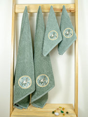 Prima Dream 100% Cotton Towel Set of 4 (Applique Embroidery), 450 GSM