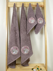 Prima Dream 100% Cotton Towel Set of 4 (Applique Embroidery), 450 GSM