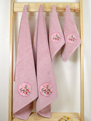 Prima Dream 100% Cotton Towel Set of 4 (Applique Embroidery), 450 GSM