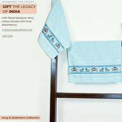 Royal Designed Rajvanshi 440 GSM Cotton Set of 2 Hand Towels - Rangoli