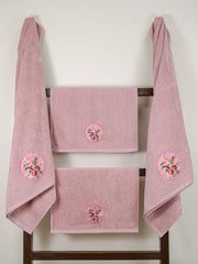 Prima Dream 100% Cotton Towel Set of 4 (Applique Embroidery), 450 GSM