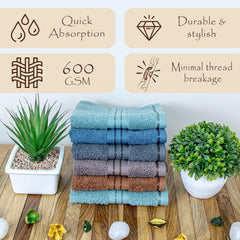 Rangoli Venetion 100% Cotton Face Towel |  Set of 6, 600 GSM