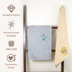 Prima Dream 100% Cotton Bath Towel Set of 2 (Applique Embroidery), 450 GSM