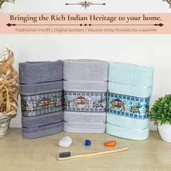 Royal Designed Rajvanshi 440 GSM Cotton Hand Towels , Set of 3