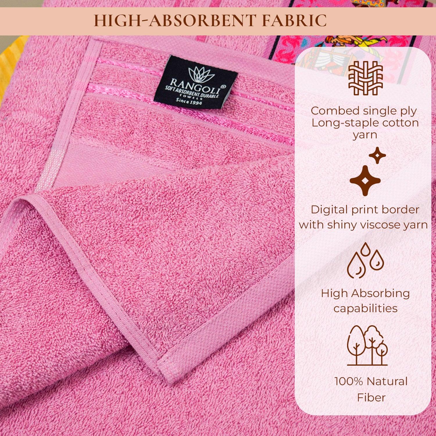 Royal Designed Rajvanshi 440 GSM Cotton Set of 2 Hand Towels - Rangoli