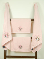 Prima Dream 100% Cotton Towel Set of 4 (Applique Embroidery), 450 GSM