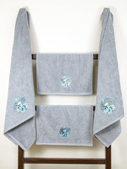 Prima Dream 100% Cotton Towel Set of 4 (Applique Embroidery), 450 GSM